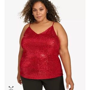 Calvin Klein v-Neck Sleeveless Sequin Top